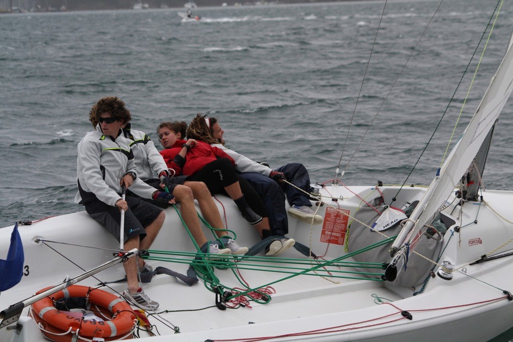 Reece and crew circling in prestart - 2010 Harken International Youth Match Racing Championships © Tom Spithill